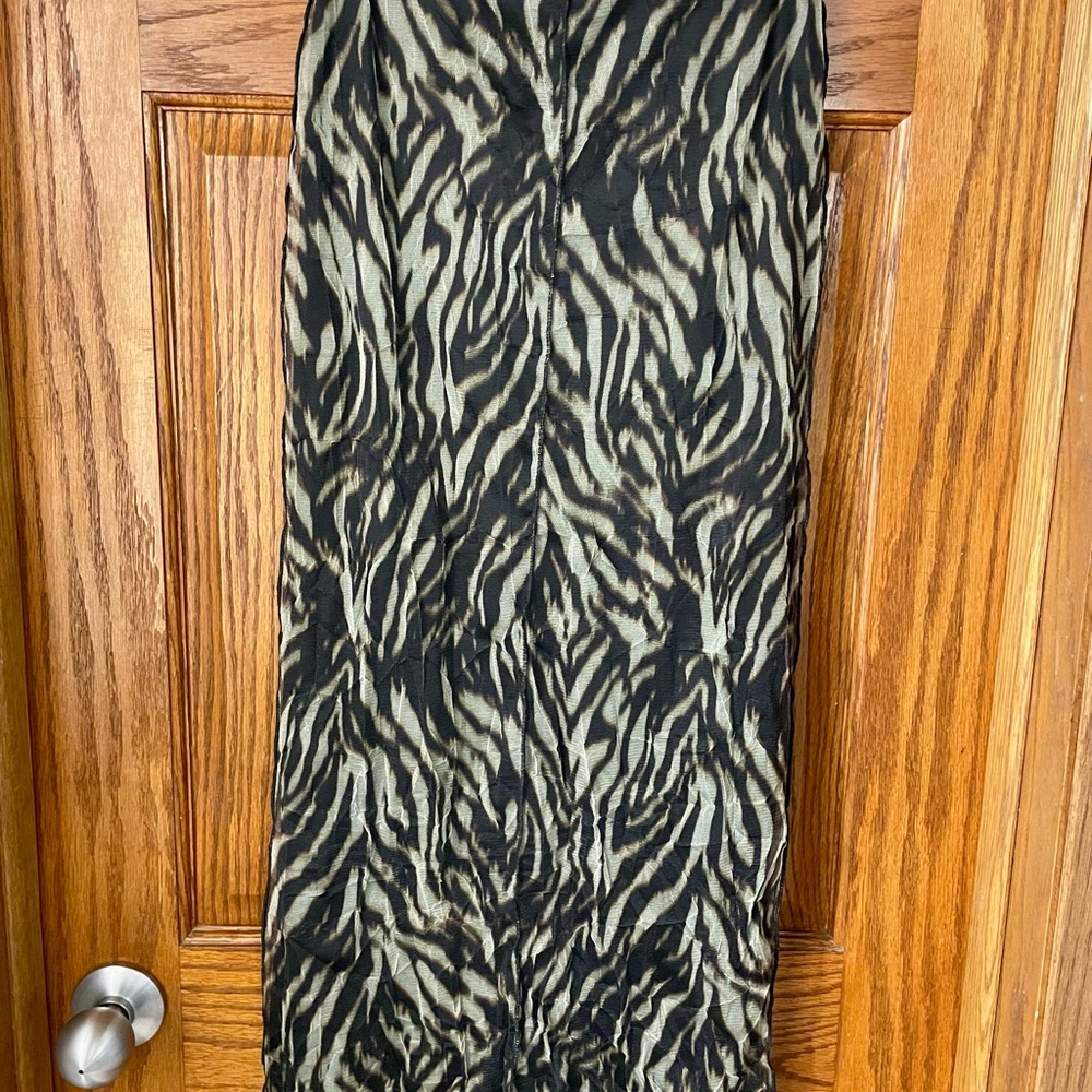 Topshop Zebra Print Skirt - Black and Sage